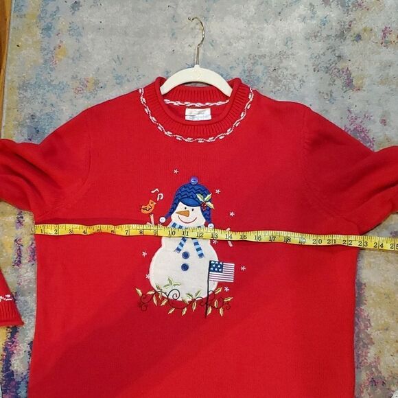 Christopher & Banks Hand Embroidered Christmas Sweater w/American Flag Size XL - Picture 10 of 11